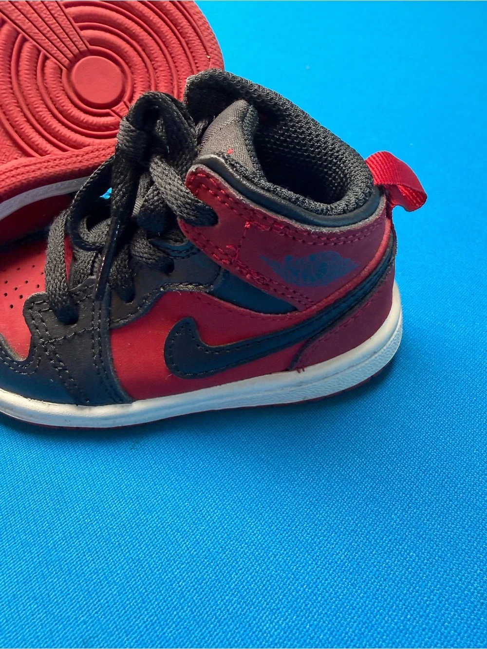 Kids Red and Black High-Top Jordans